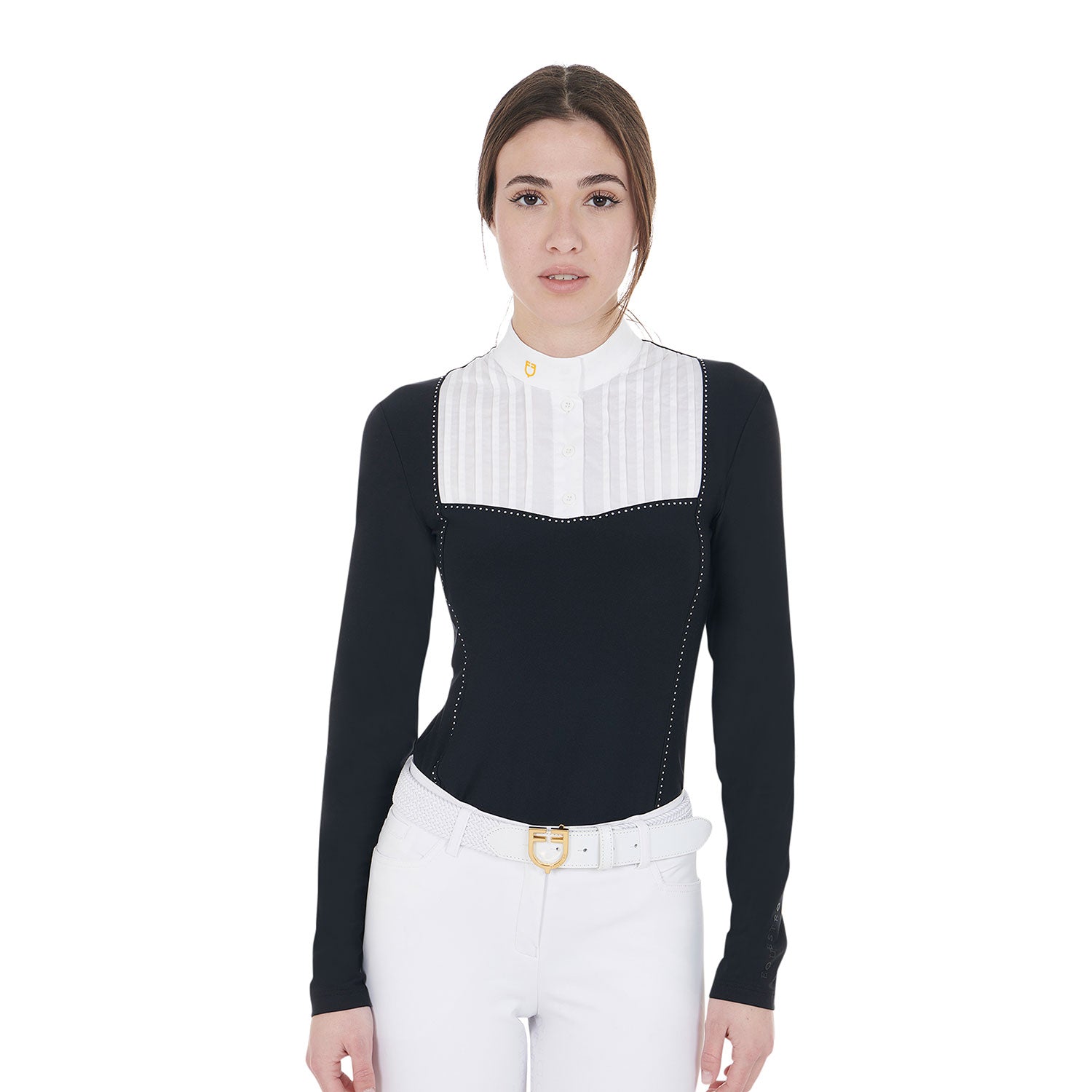 Women's slim fit competition polo shirt rhinestones