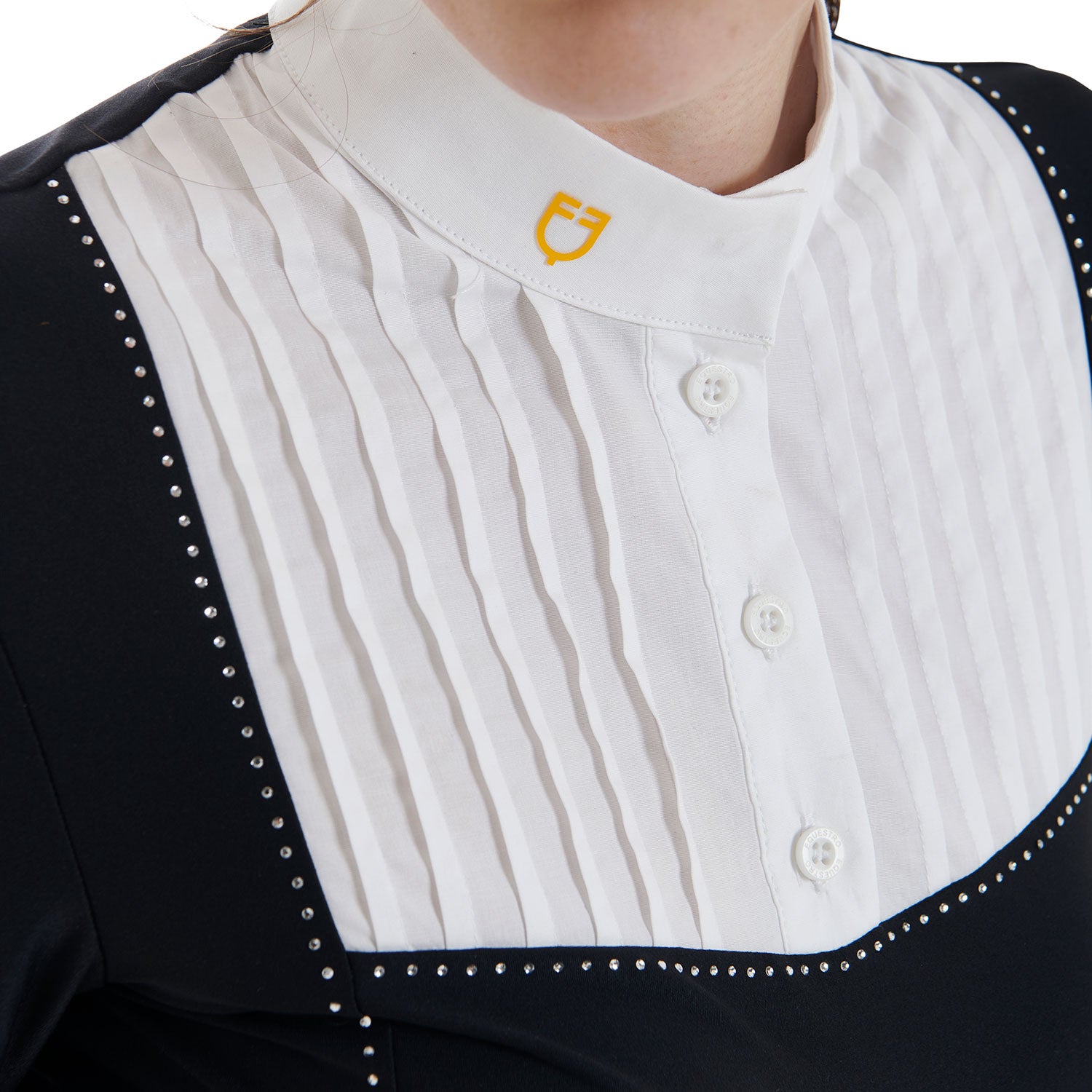 Women's slim fit competition polo shirt rhinestones BLACK / XXL