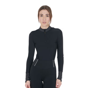 Women's tecnical training polo shirt rhinestones Black / XL