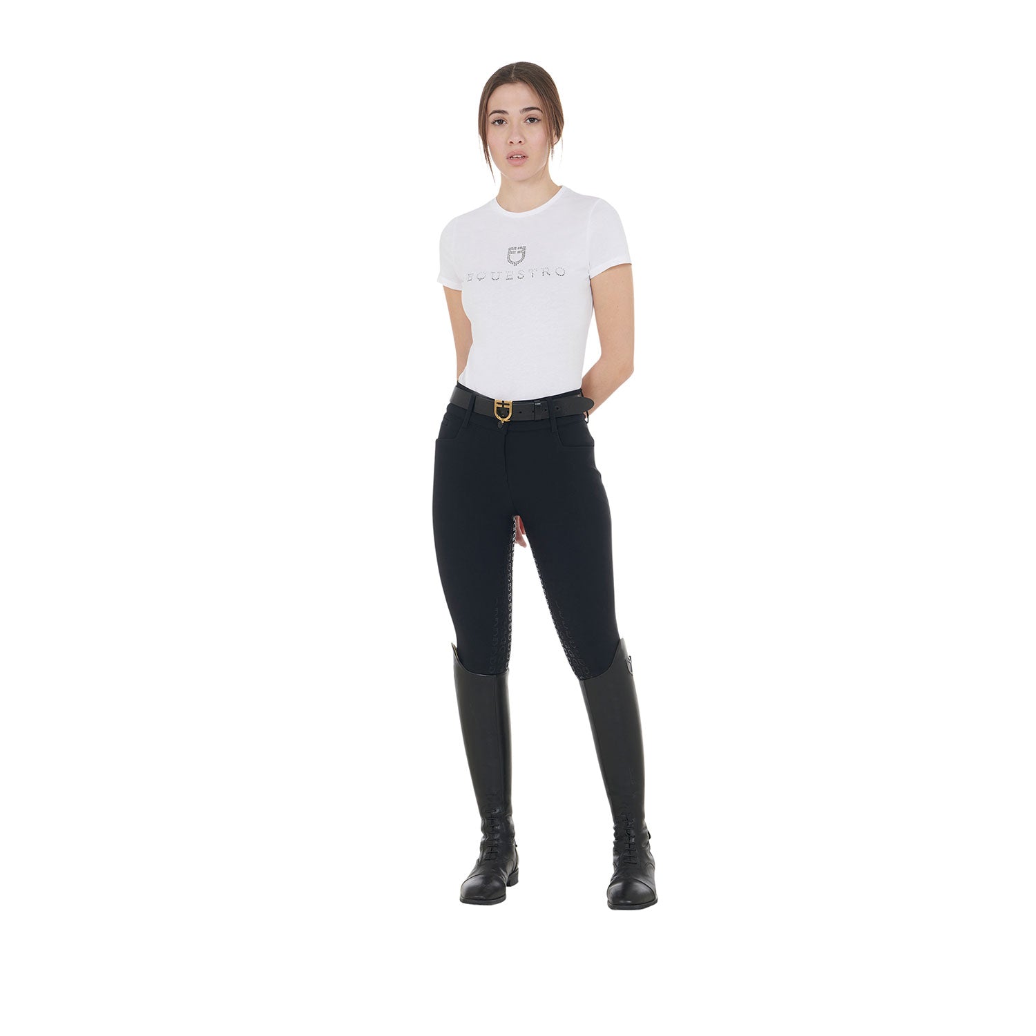 Women's high-waisted full grip breeches BLACK / 48
