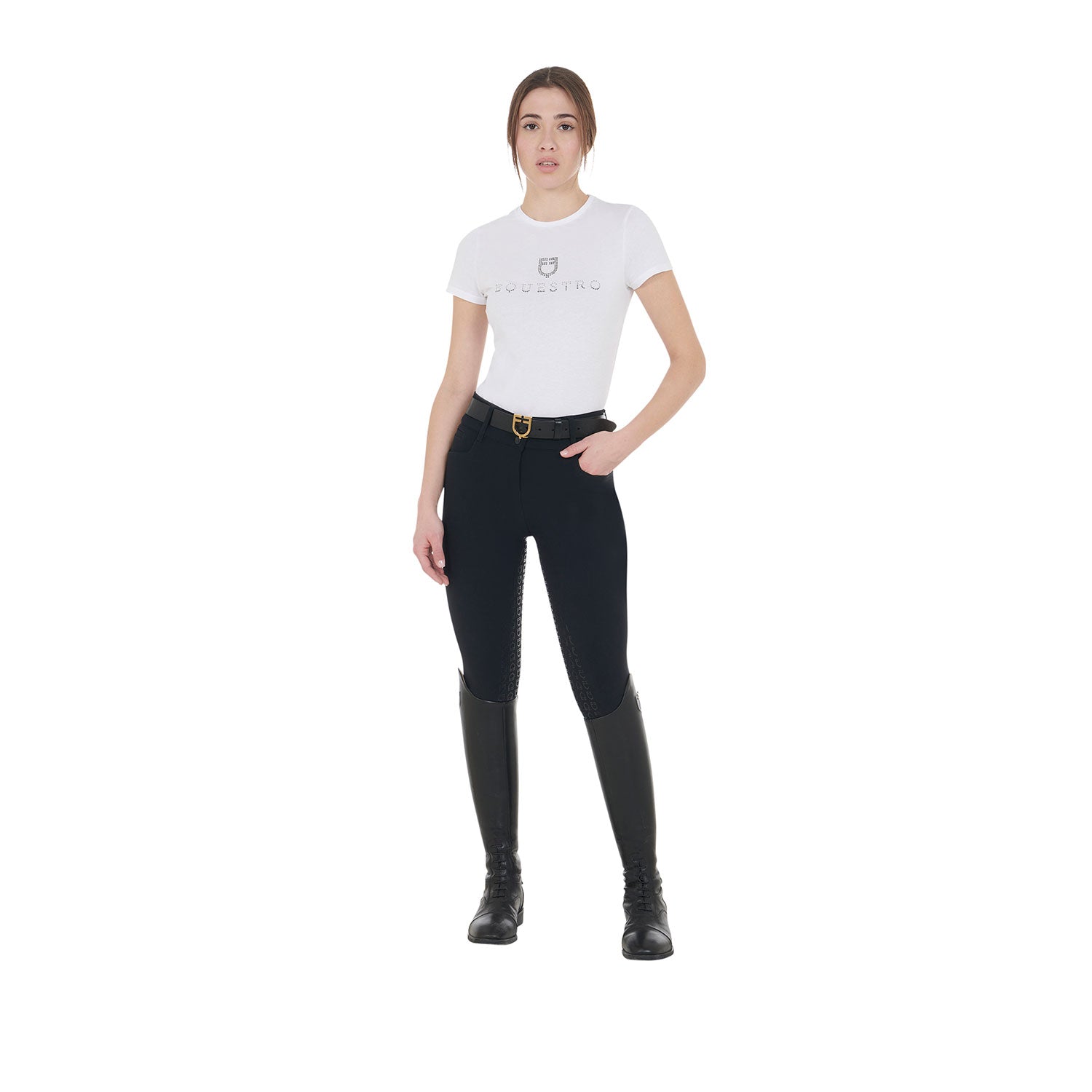 Women's high-waisted full grip breeches BLACK / 48