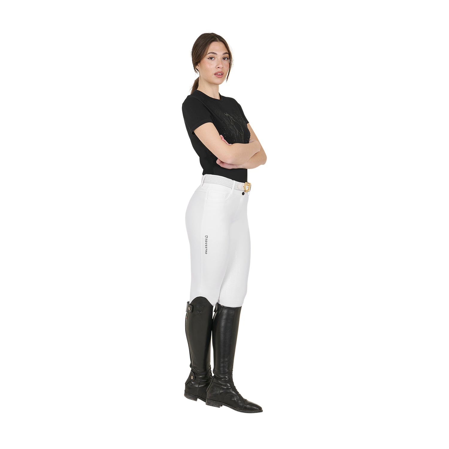 Women's high-waisted full grip breeches WHITE / 48