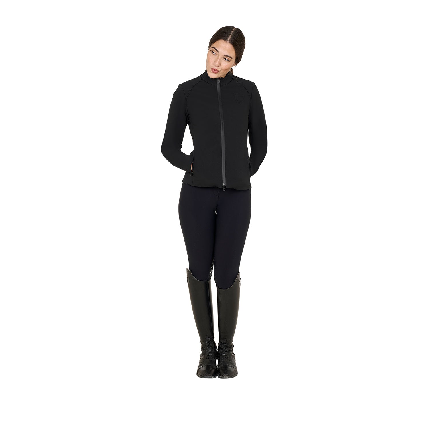 Women's softshell jacket in padded technical fabric BLACK / XL