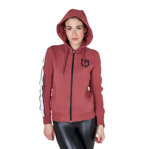 Women's hooded sweatshirt with front zip REDWOOD (18-1443) / XL