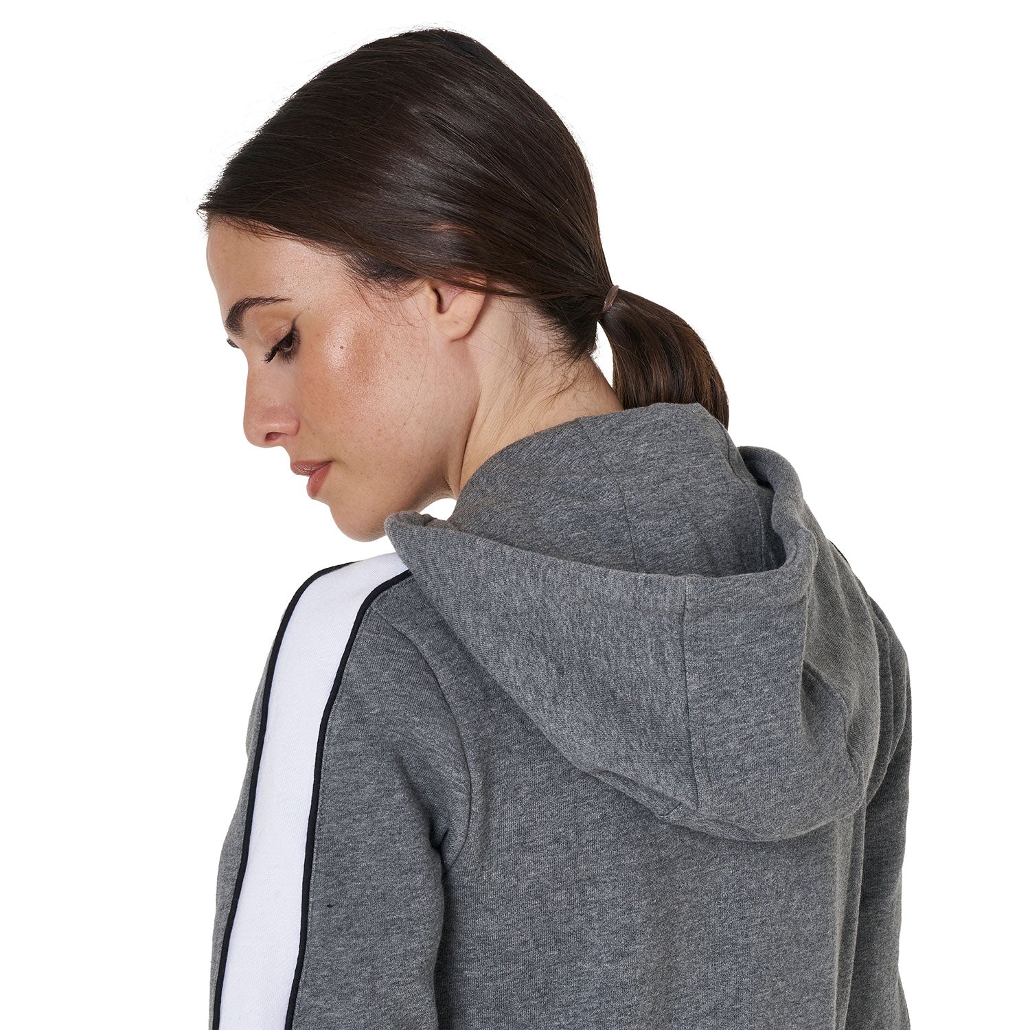 Women's hooded sweatshirt with front zip GREY MELANGE / XL