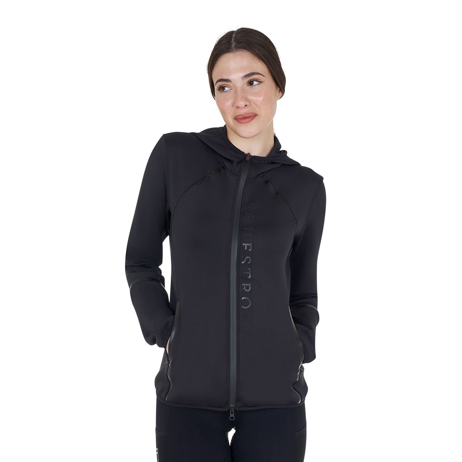 Women's technical sweatshirt in jersey with zip BLACK / XL