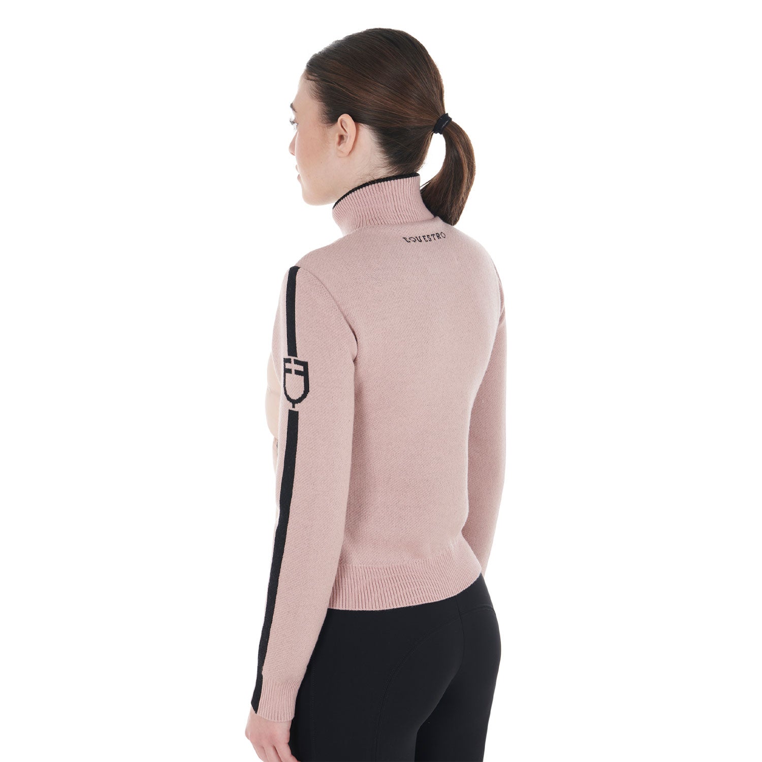 women's jacket in nylon and knit with zip