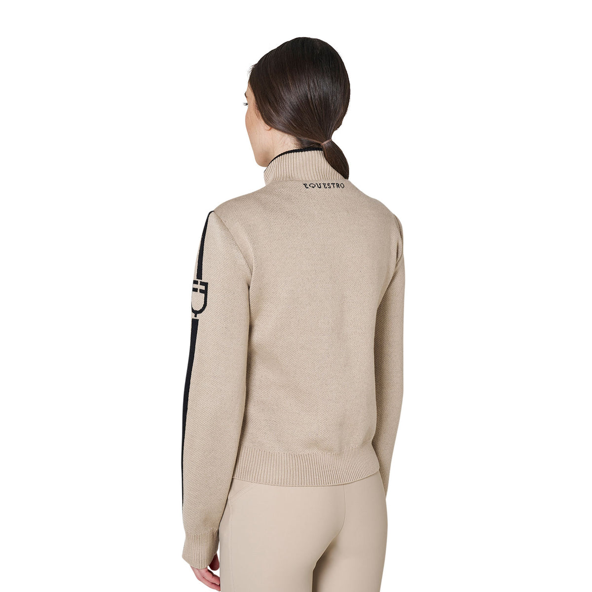 Women's jacket in nylon and knit with zip