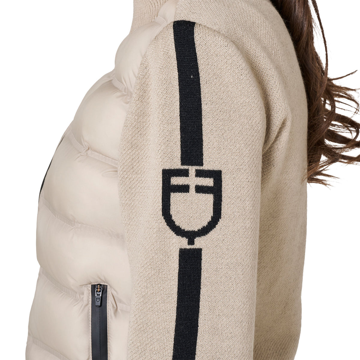 Women's jacket in nylon and knit with zip