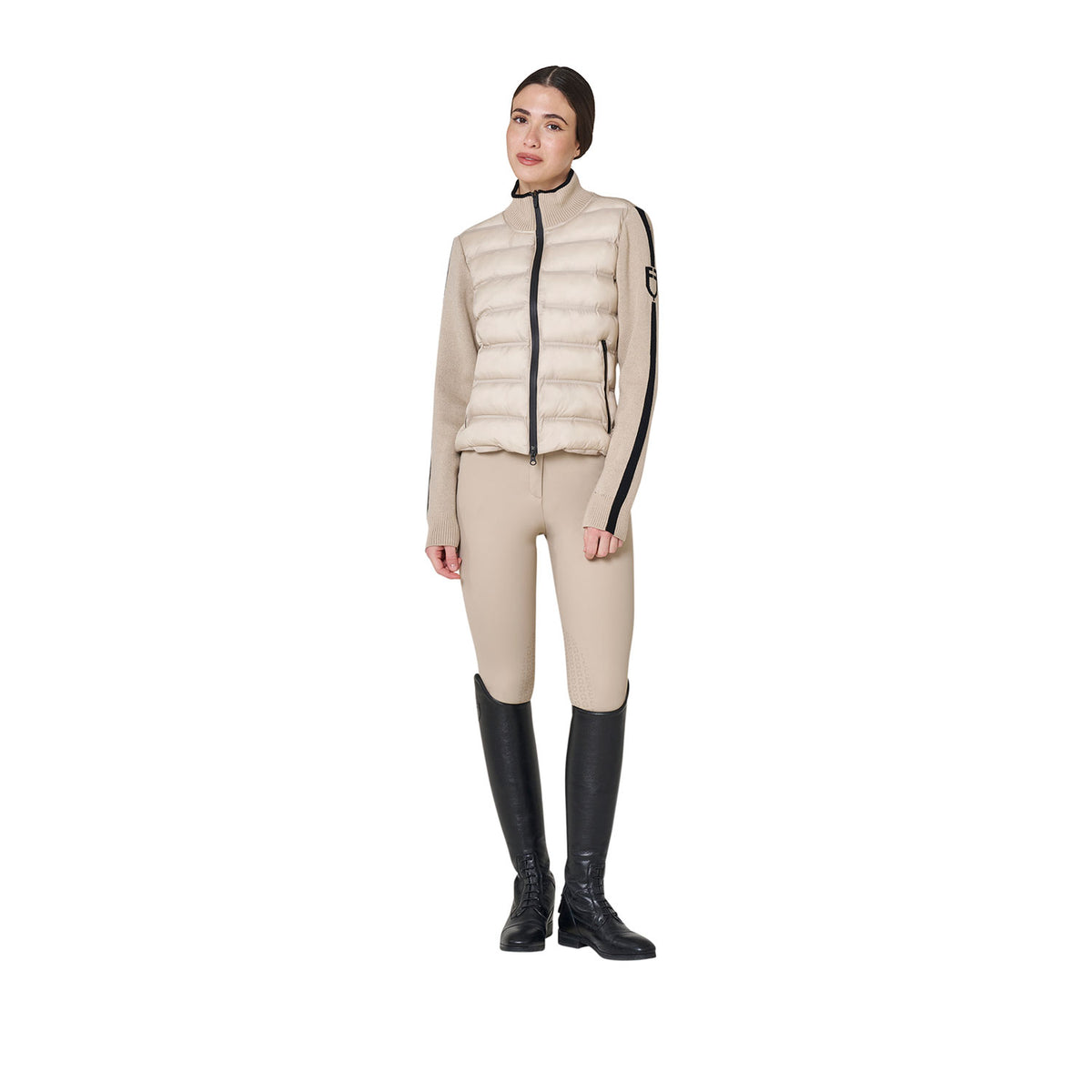 Women's jacket in nylon and knit with zip