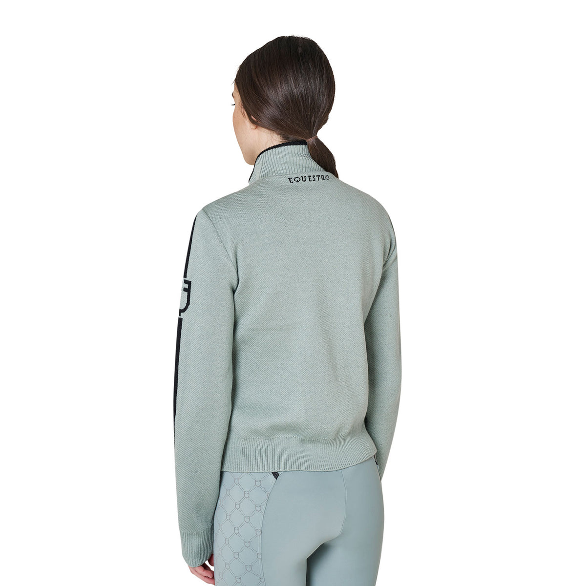 Women's jacket in nylon and knit with zip