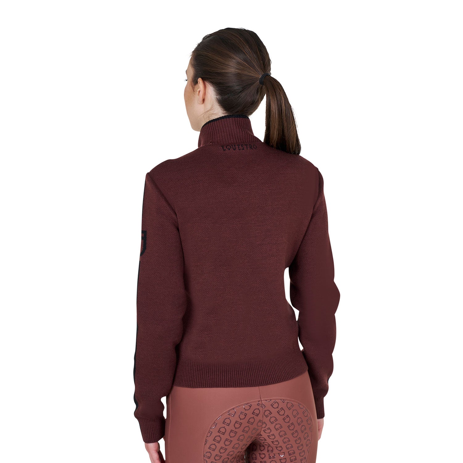 women's jacket in nylon and knit with zip
