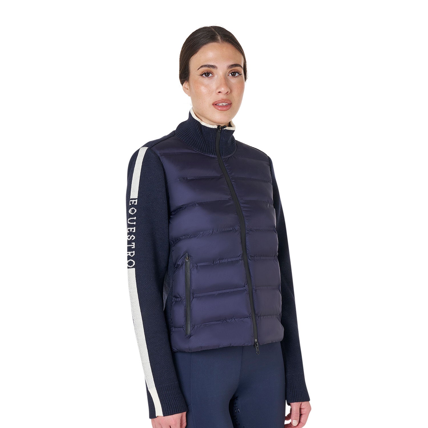 women's jacket in nylon and knit with zip