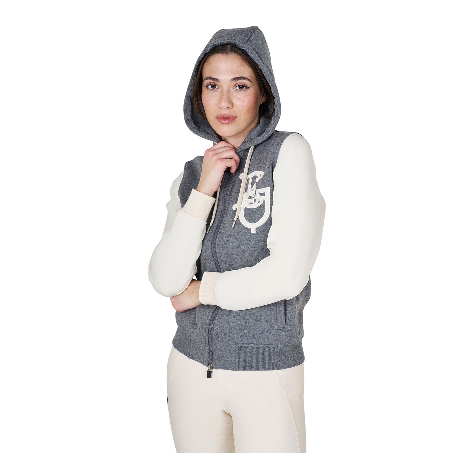 women's eq two tone hoodie with front zip