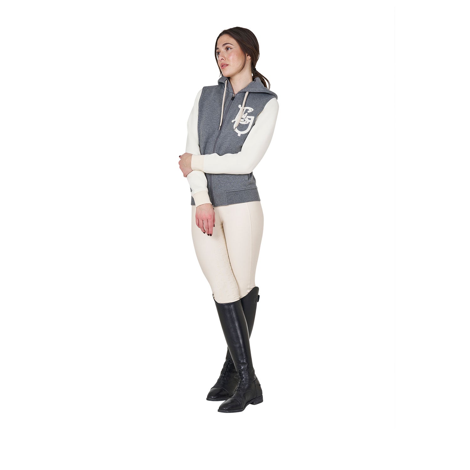 women's eq two tone hoodie with front zip