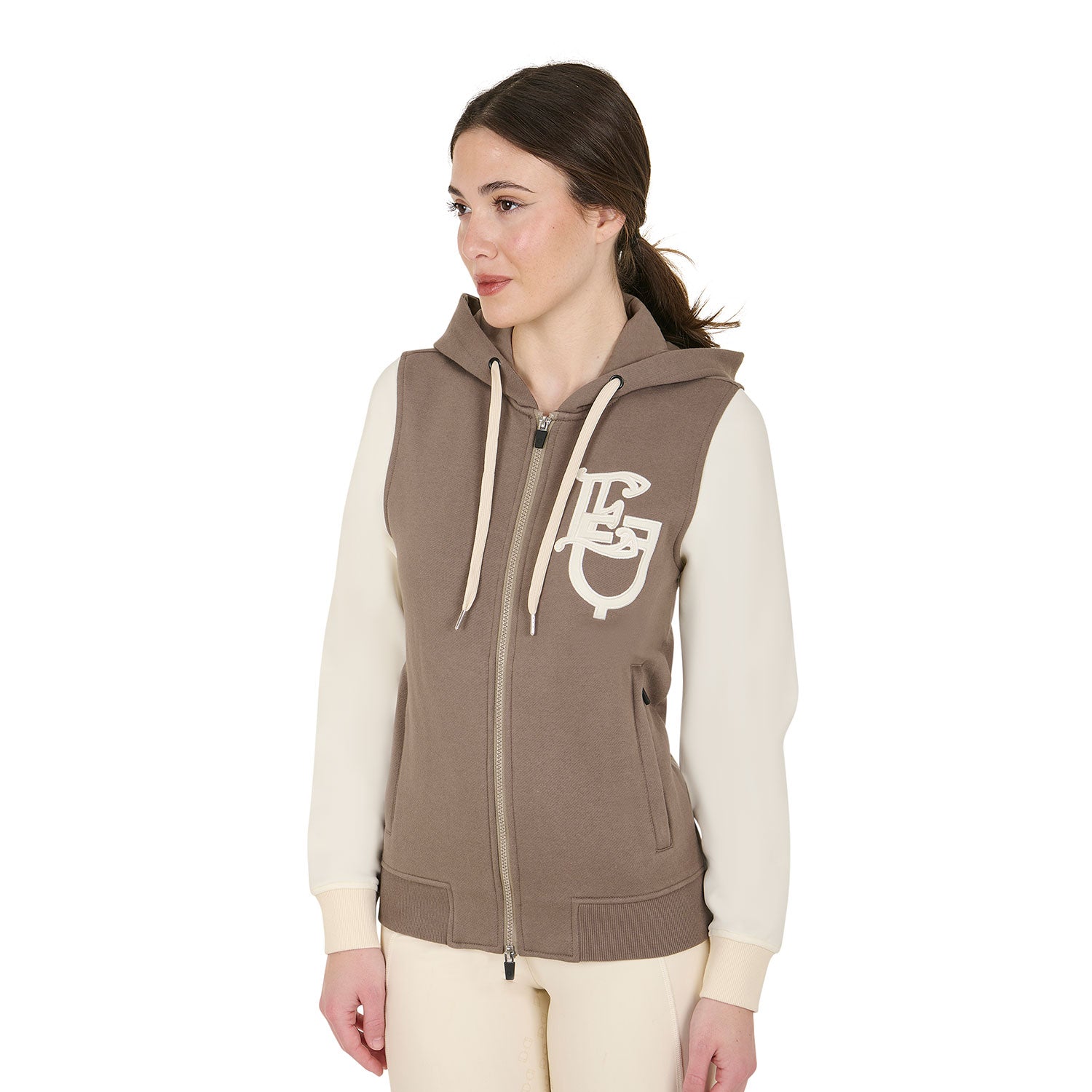 women's eq two tone hoodie with front zip