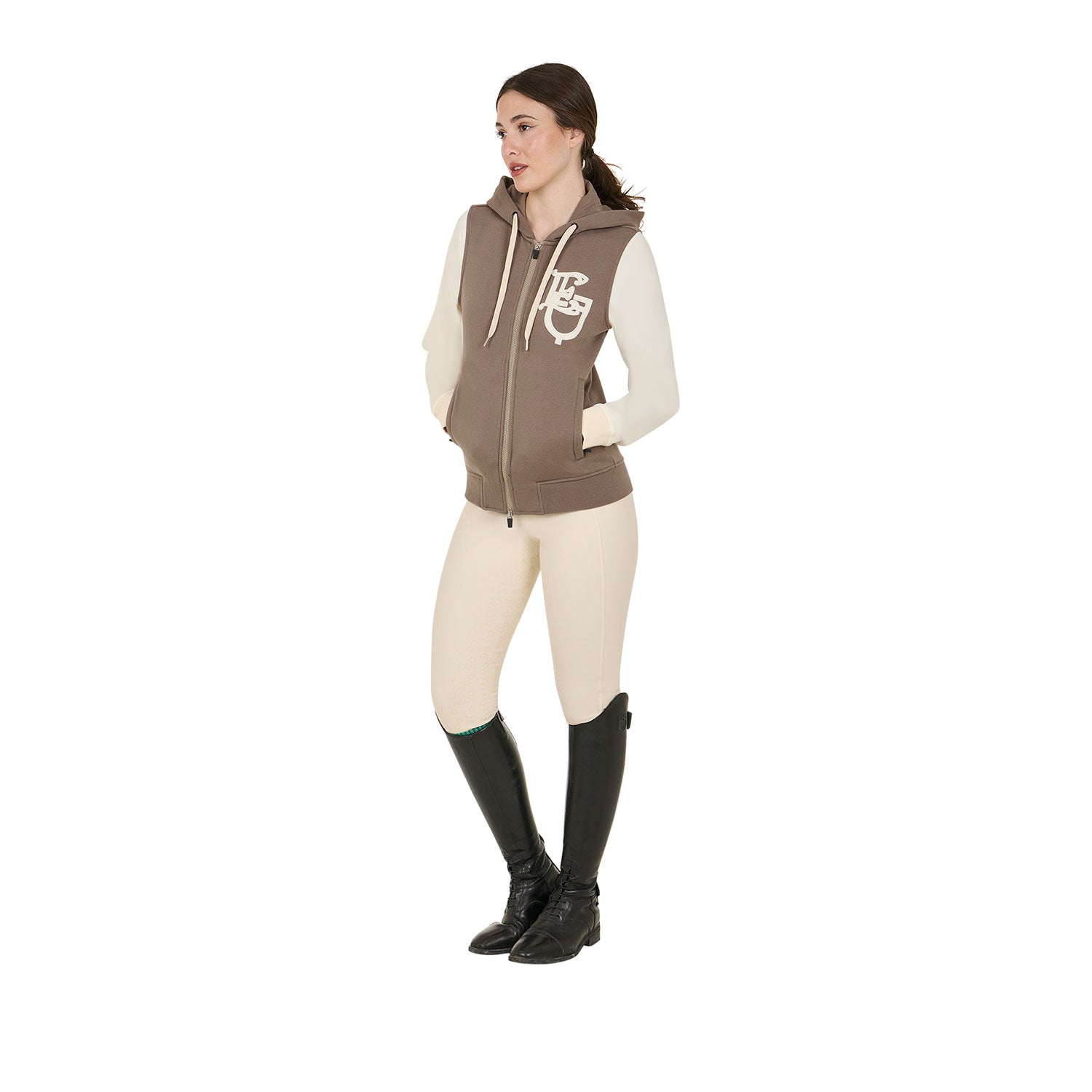 women's eq two tone hoodie with front zip