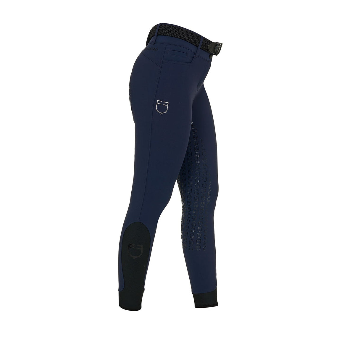 Women's high-waisted full-grip breeches with rhinestone logo