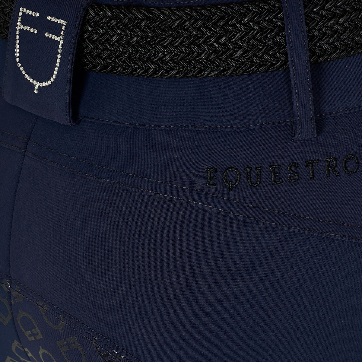 Women's high-waisted full-grip breeches with rhinestone logo