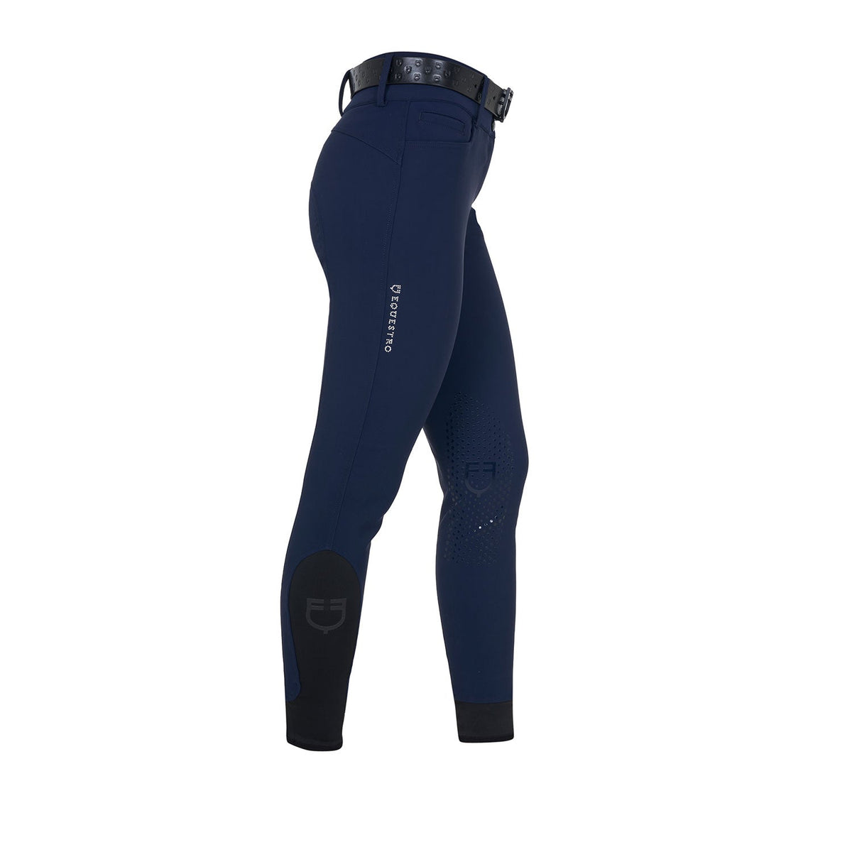 Women's high-waisted breeches with rhinestone logo