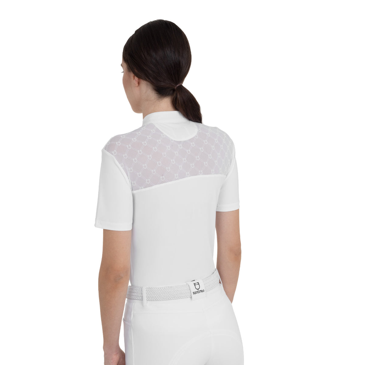 Women's competition polo shirt with tulle inserts