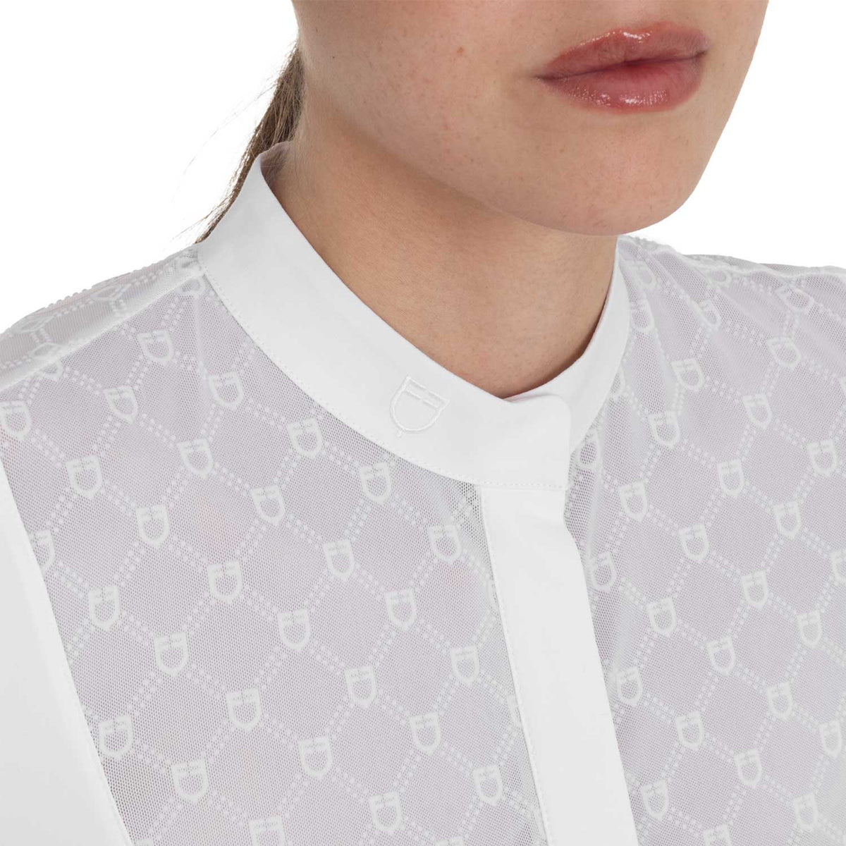 Women's competition polo shirt with tulle inserts