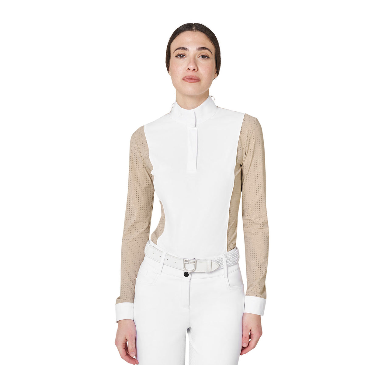 Women’s perforated long-sleeved competition polo shirt