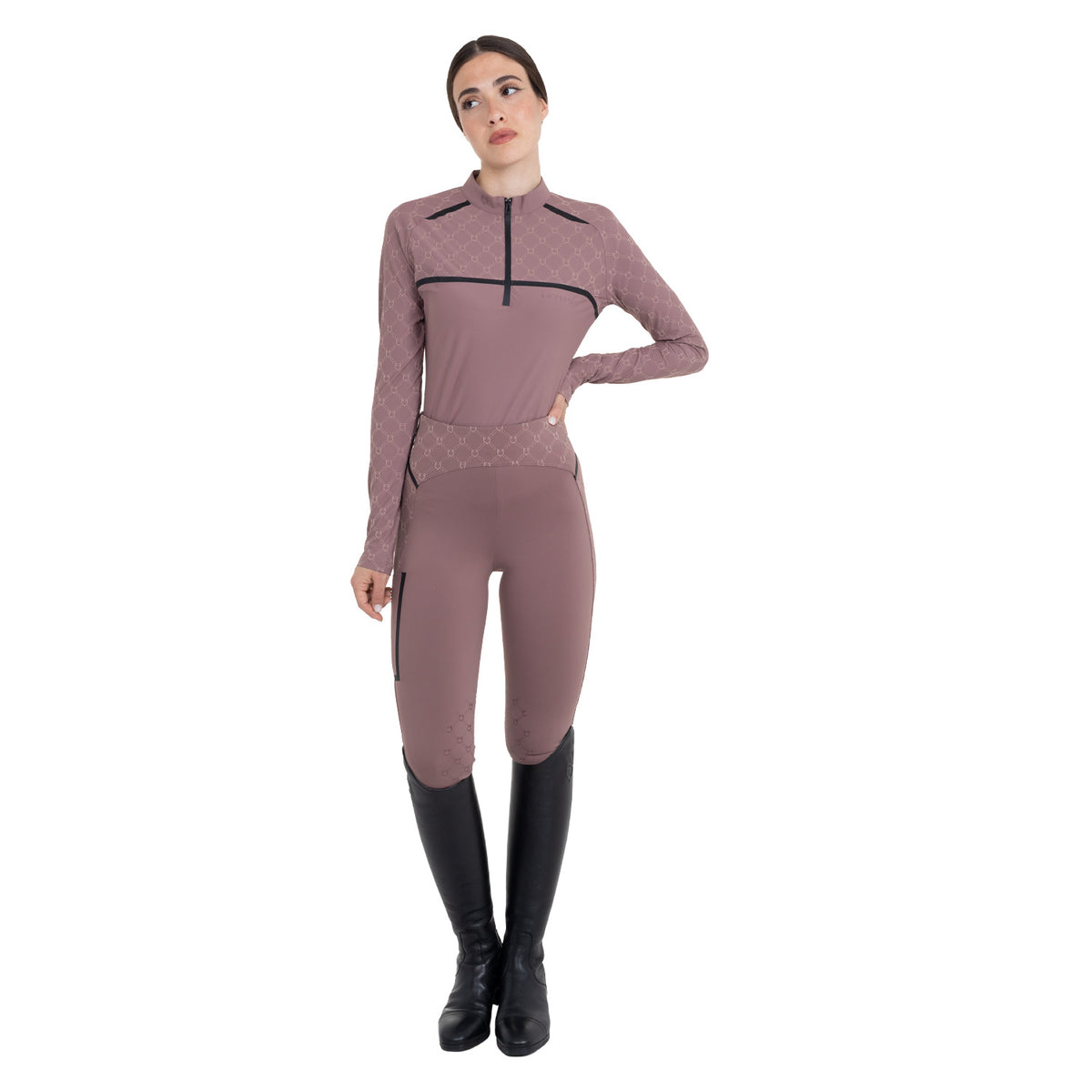 Women’s long-sleeved monogram print training polo shirt