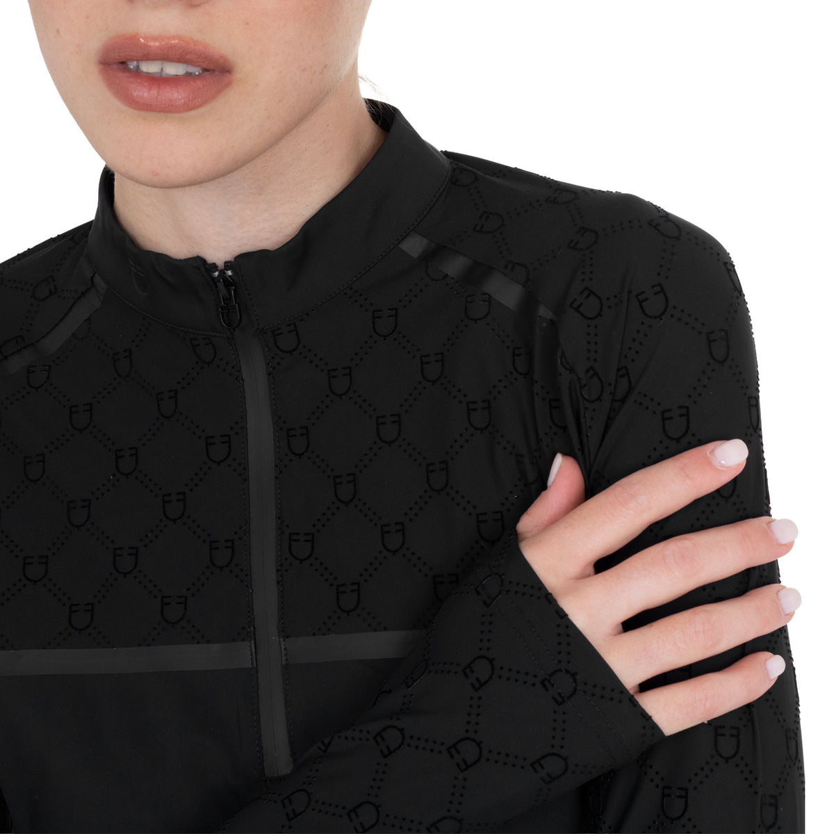 Women’s long-sleeved monogram print training polo shirt