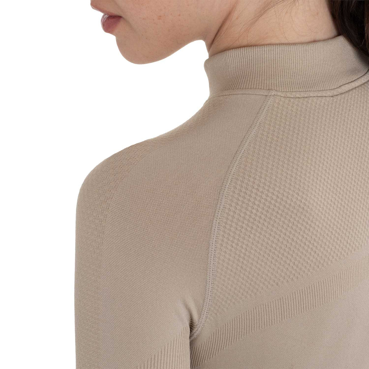 Women's training polo shirt in technical knit with zipper