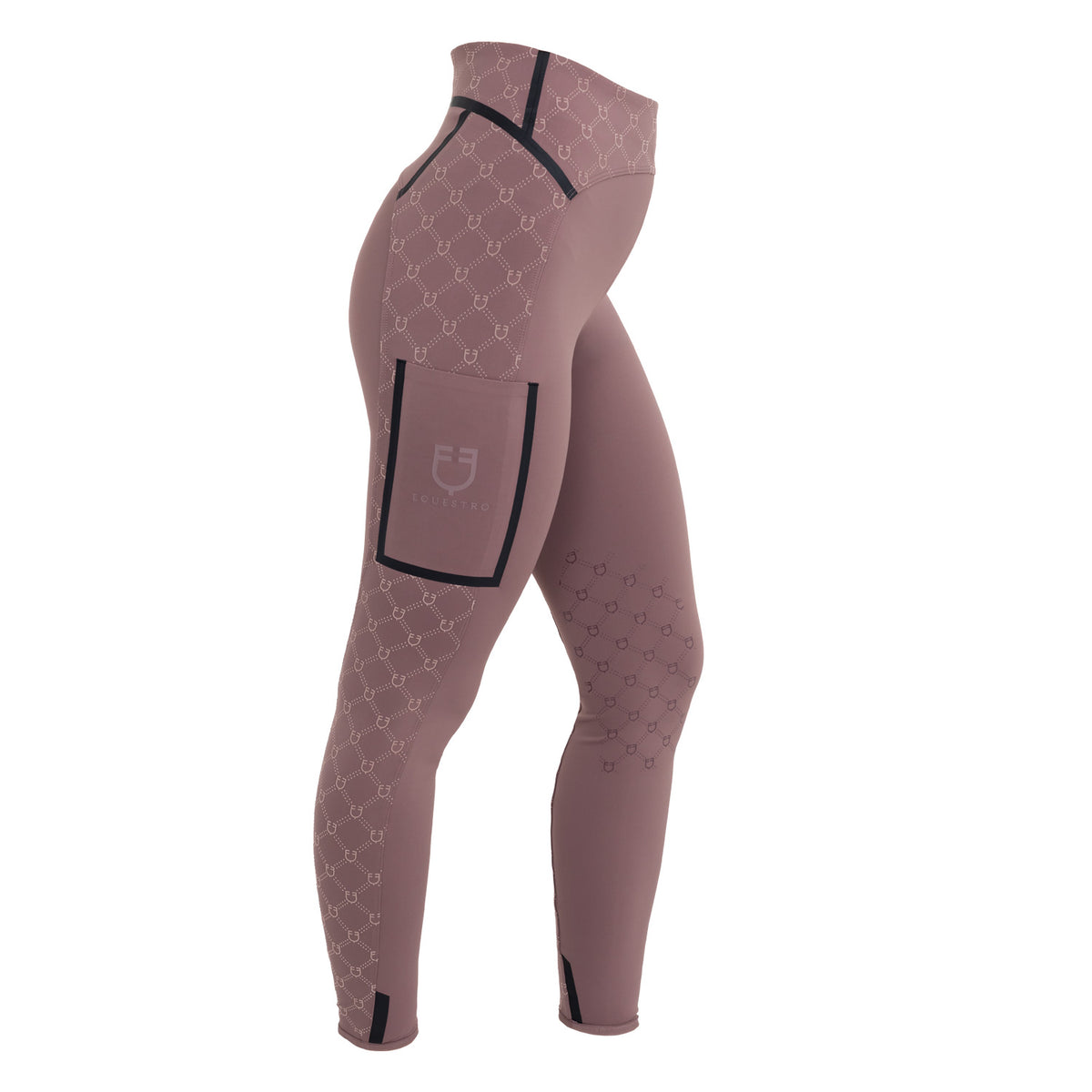 Women's high-waisted leggings in technical monogram fabric