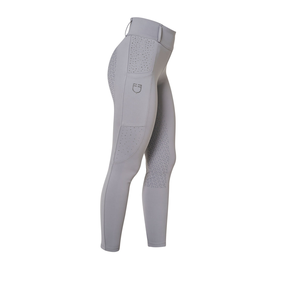 Women's high-waisted leggings with belt loops and rhinestones