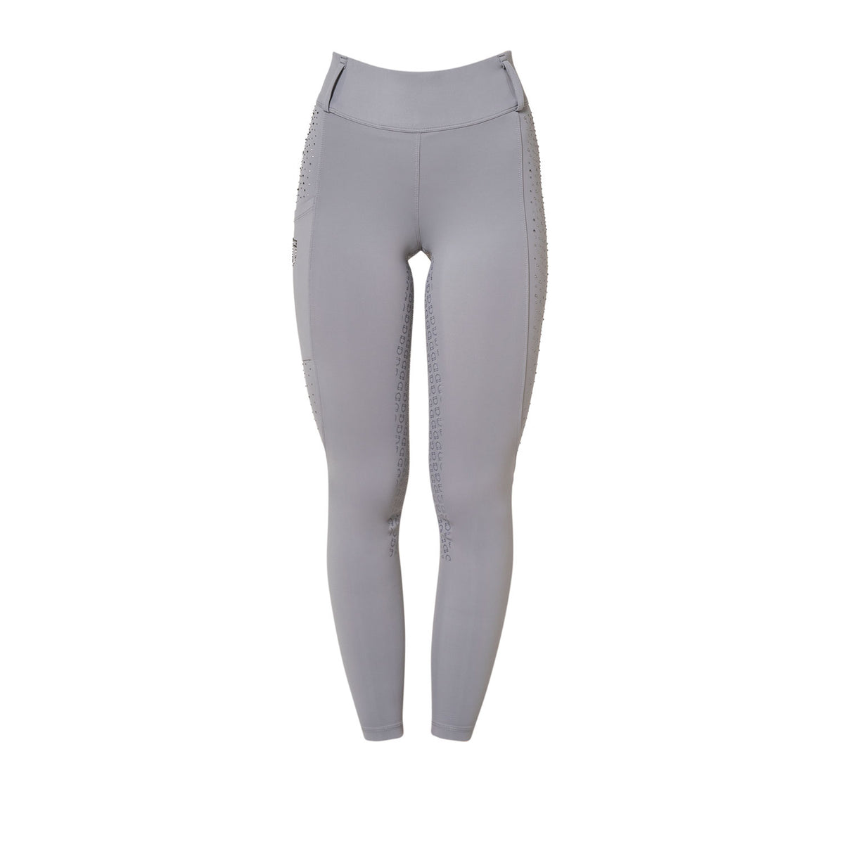 Women's high-waisted leggings with belt loops and rhinestones