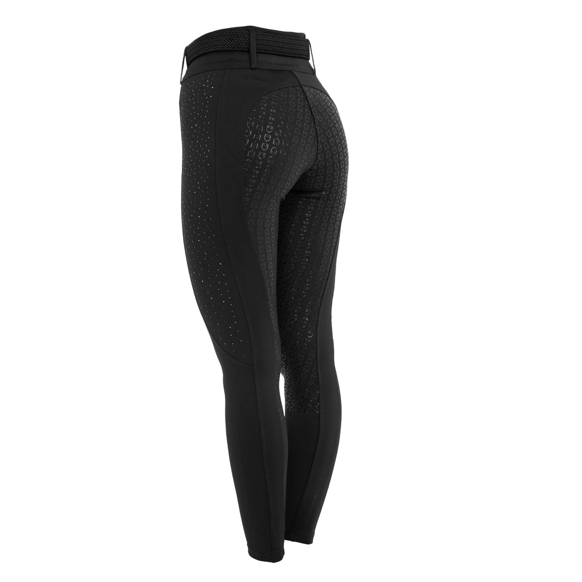 Women's high-waisted leggings with belt loops and rhinestones