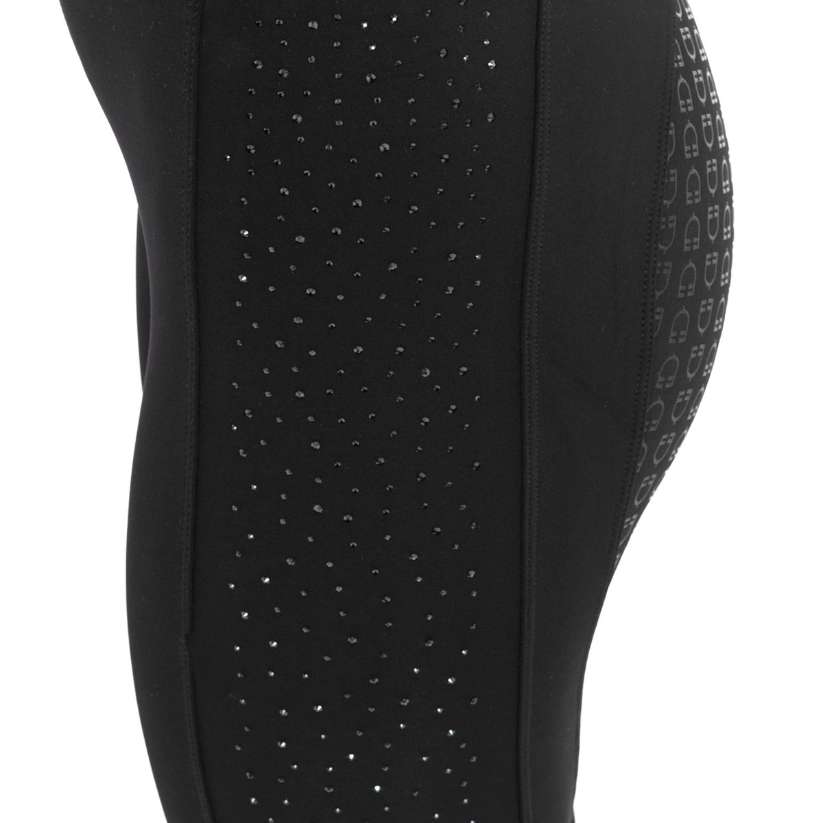 Women's high-waisted leggings with belt loops and rhinestones