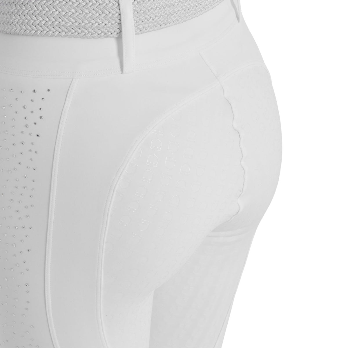 Women's high-waisted leggings with belt loops and rhinestones