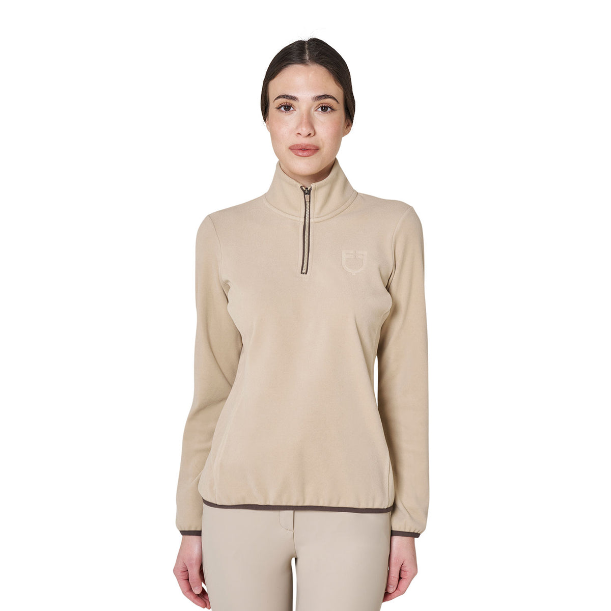 Women’s high-neck fleece sweatshirt with 3/4 zip