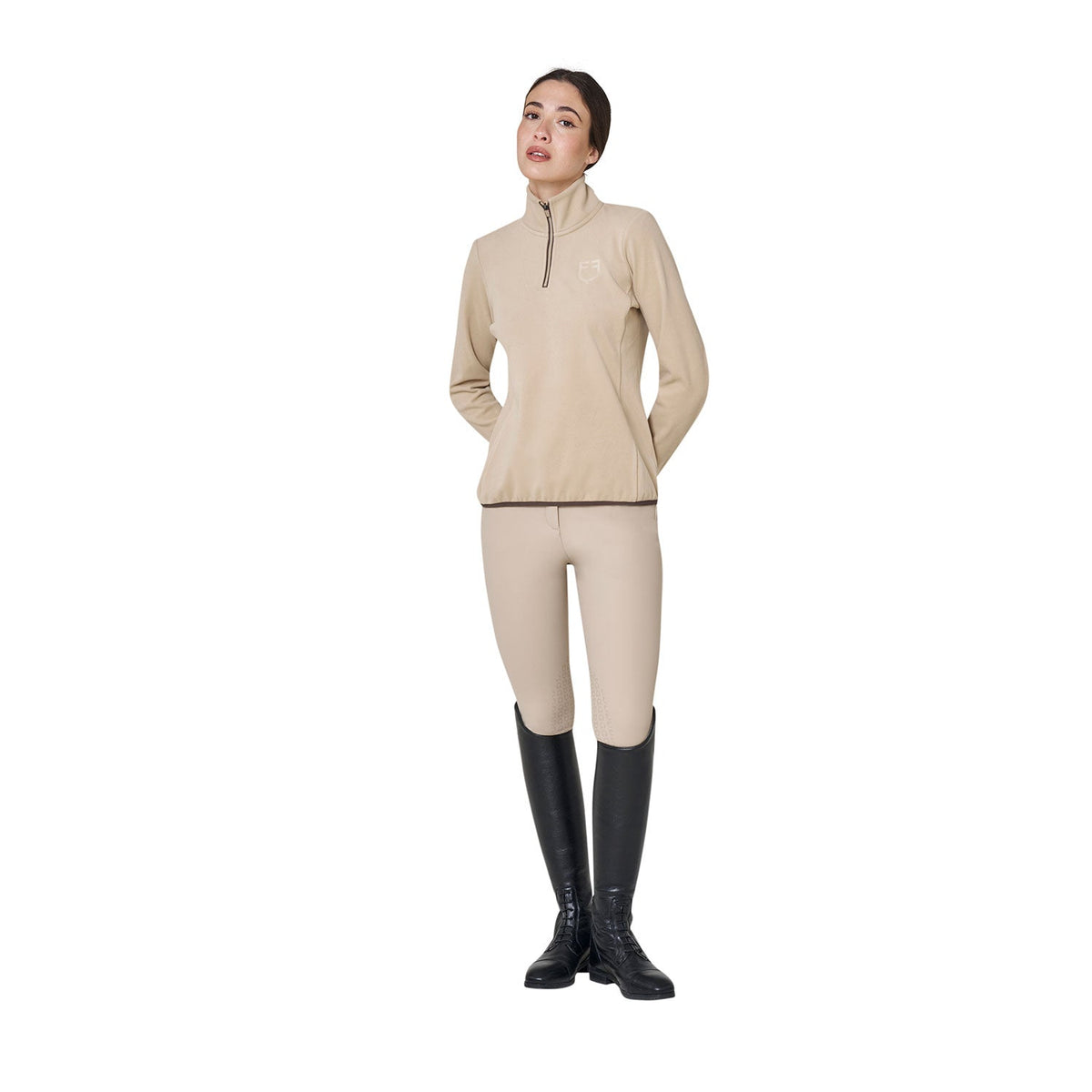 Women’s high-neck fleece sweatshirt with 3/4 zip