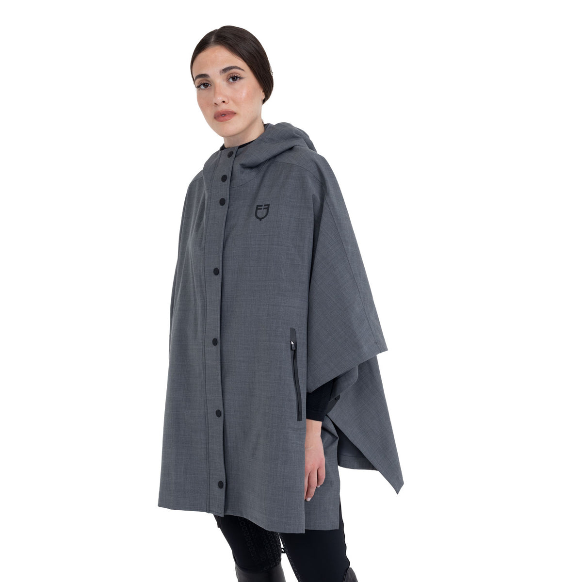Women's rain-resistant cape in wool blend