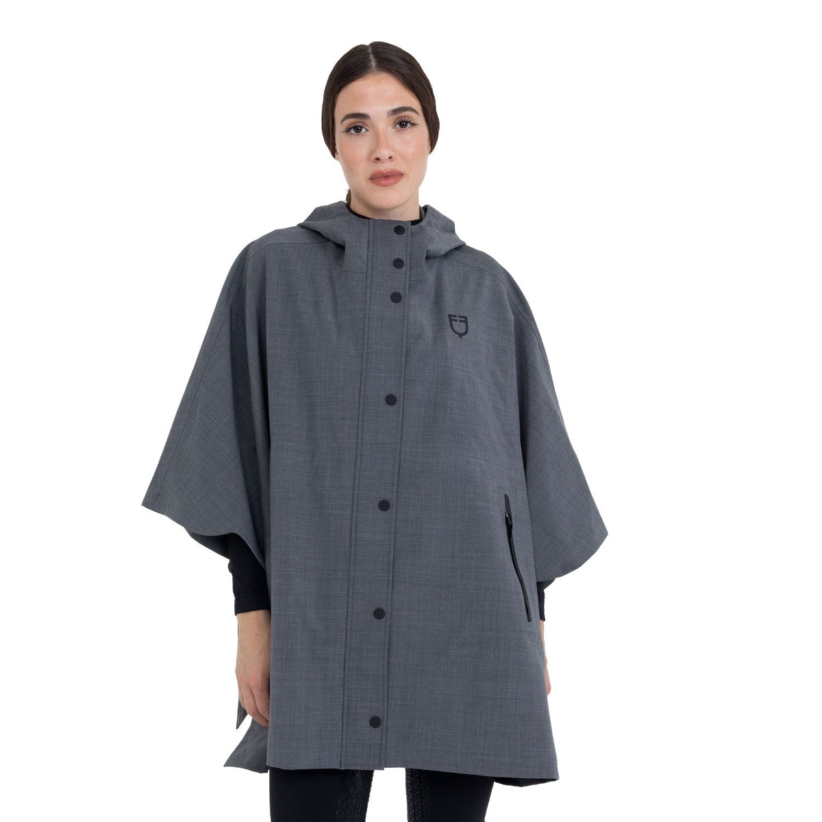 Women's rain-resistant cape in wool blend