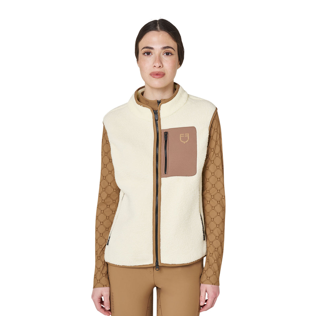 Women's teddy fleece vest with front pocket
