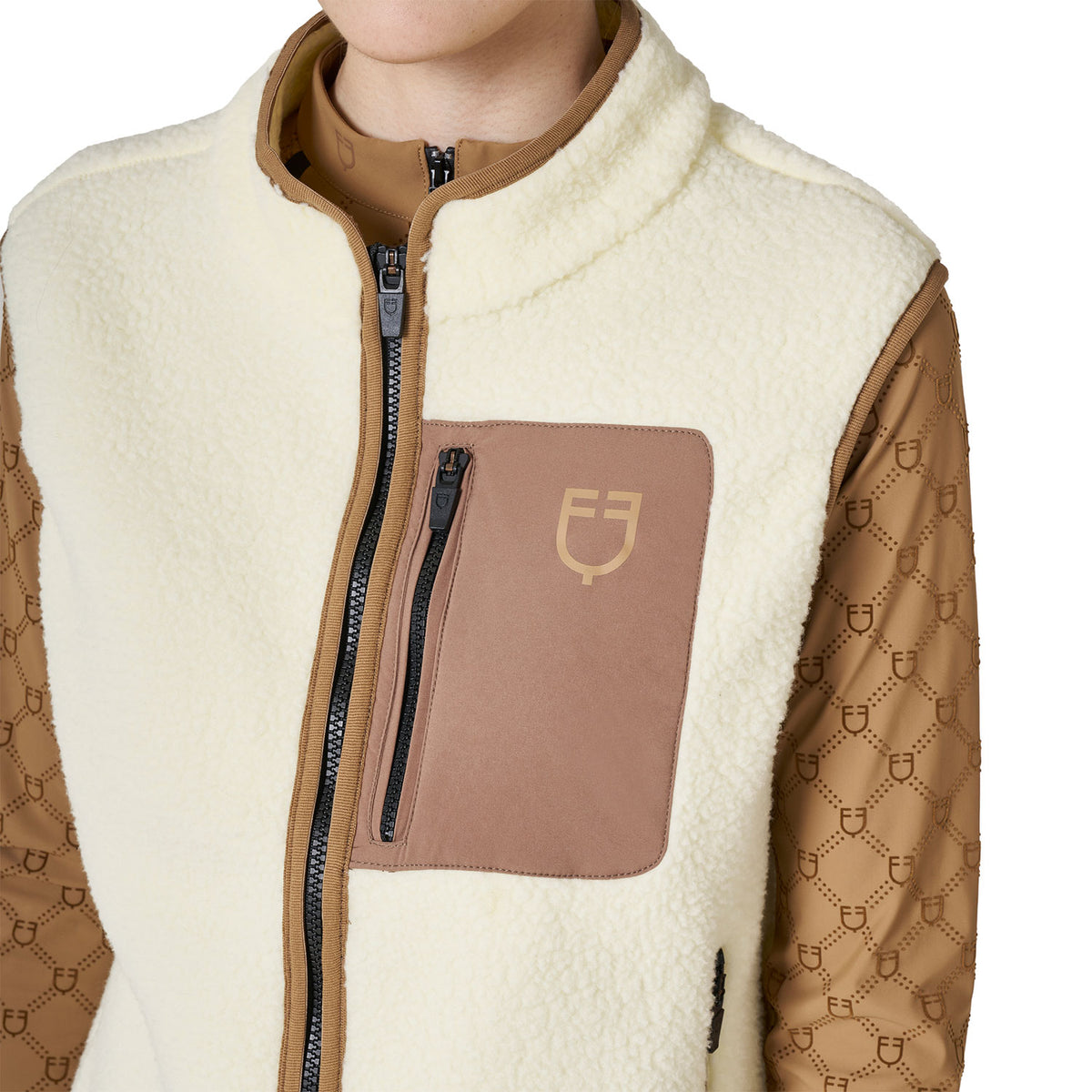 Women's teddy fleece vest with front pocket