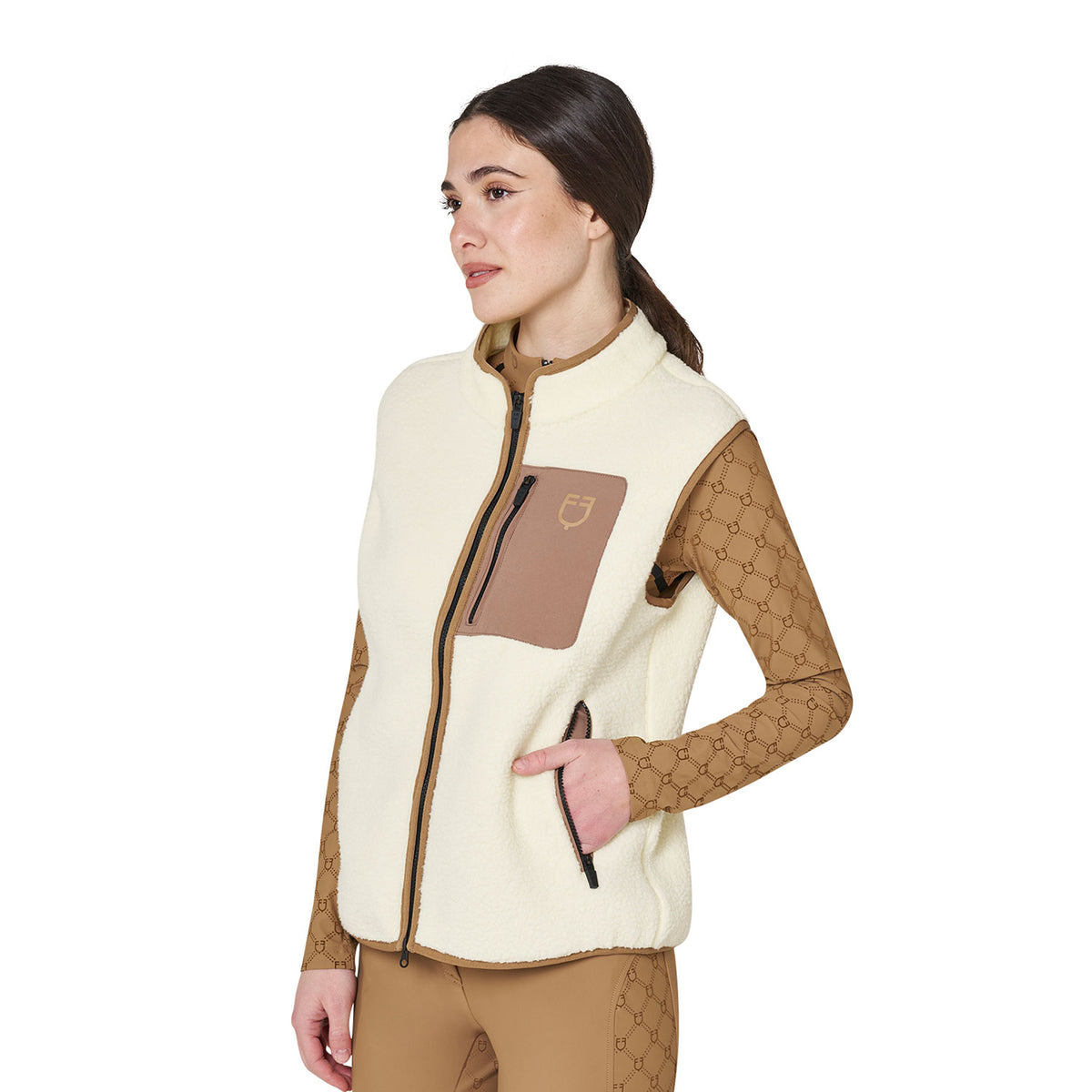 Women's teddy fleece vest with front pocket