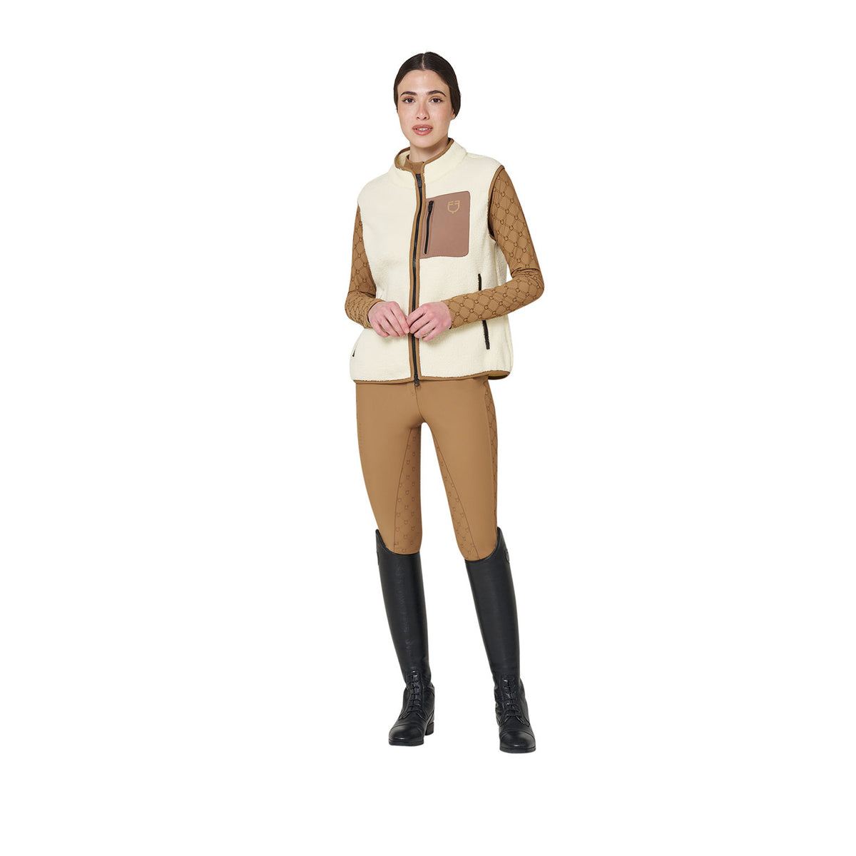 Women's teddy fleece vest with front pocket