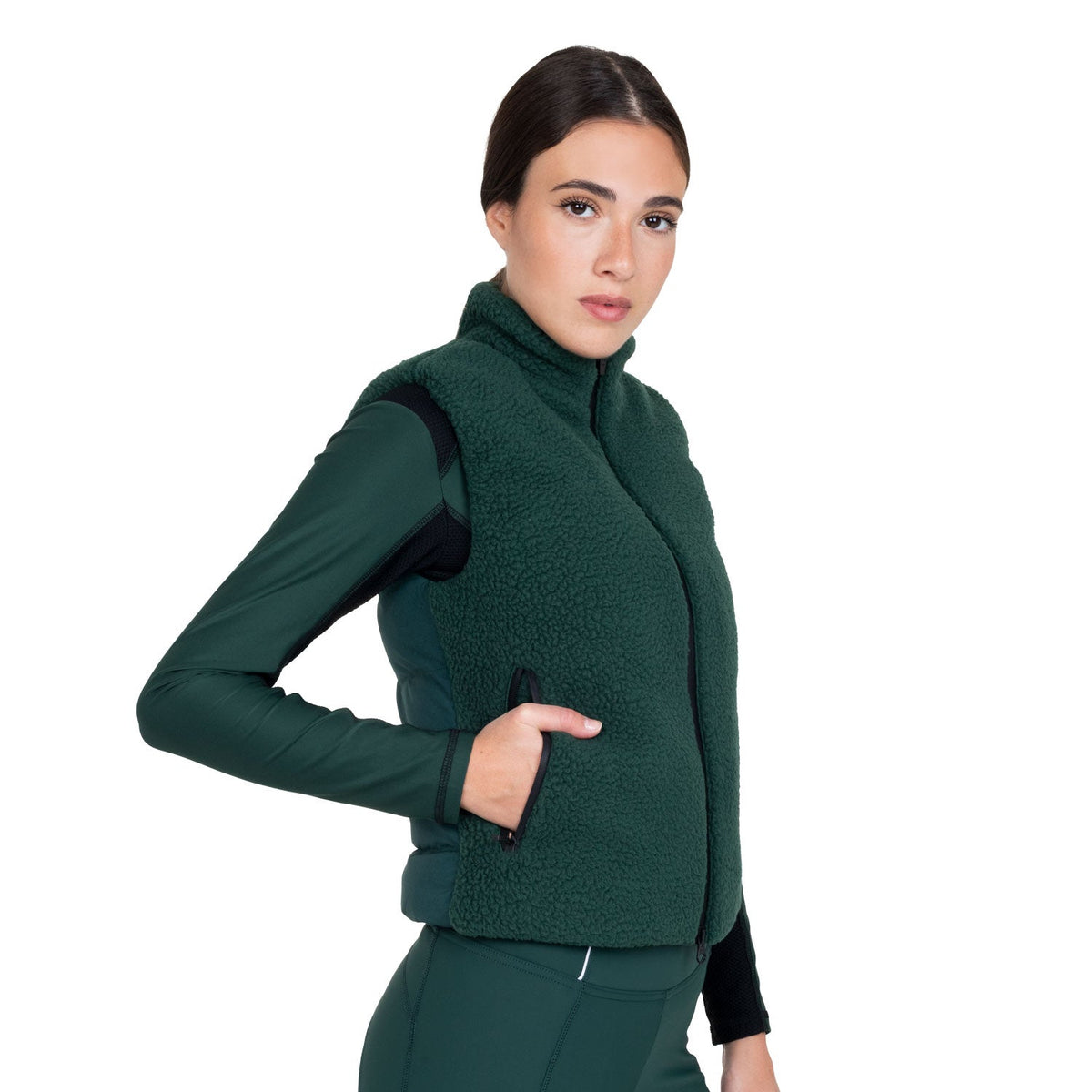 Women's vest with teddy fleece inserts