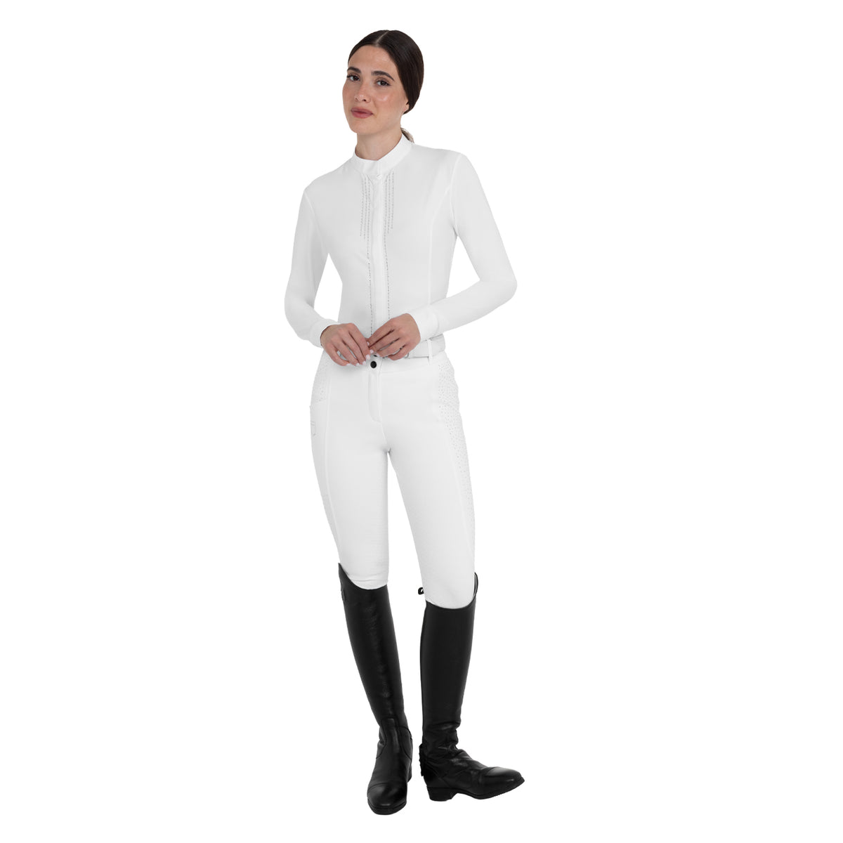 Women's high-waisted full grip breeches with rhinestones