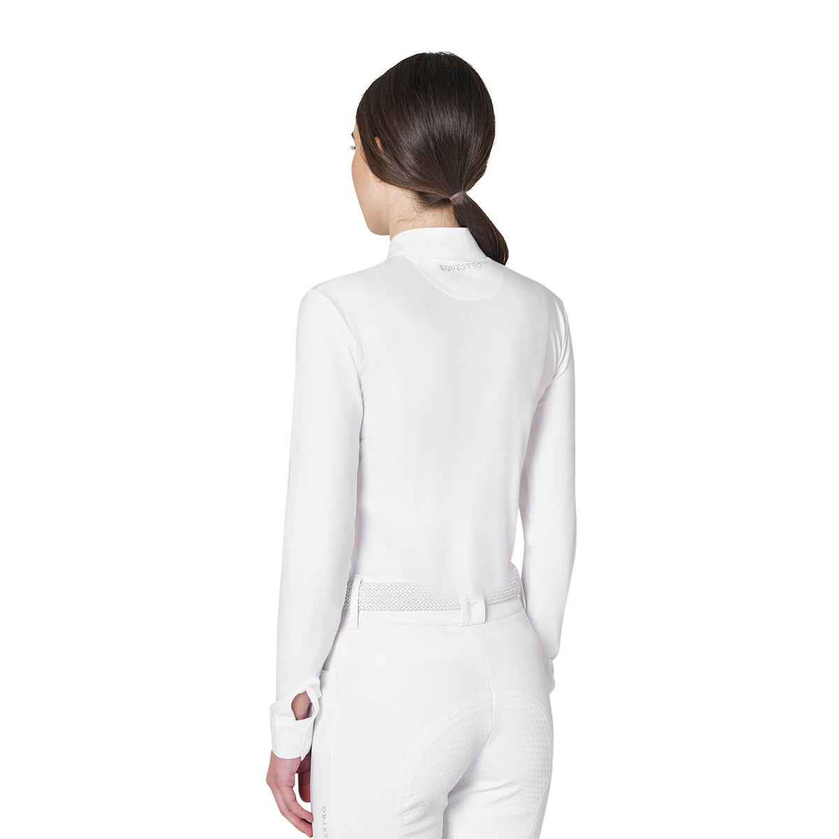 Women's long-sleeved competition polo shirt with rhinestones