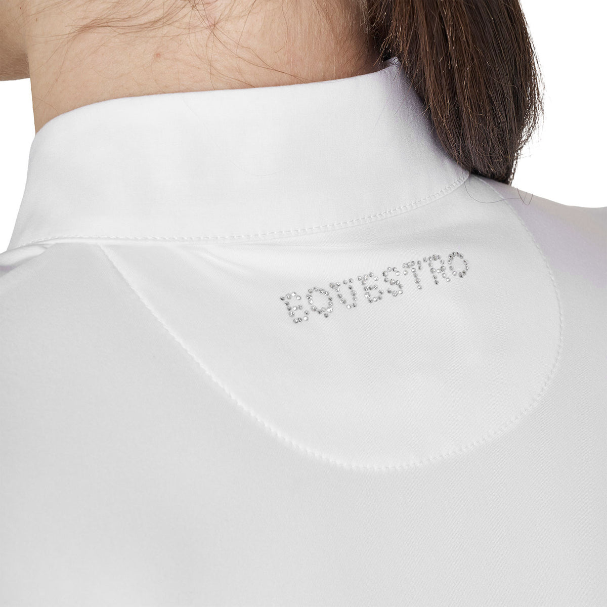 Women's long-sleeved competition polo shirt with rhinestones