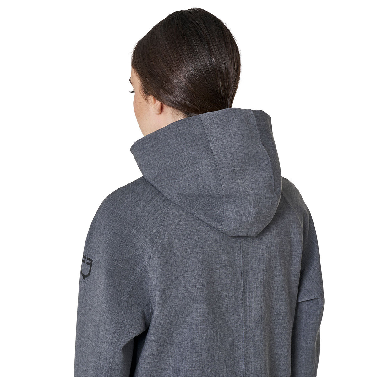 Women’s long wool-blend softshell with rear opening