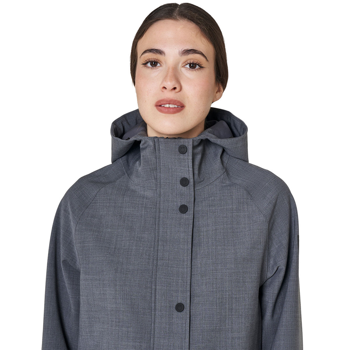 Women’s long wool-blend softshell with rear opening